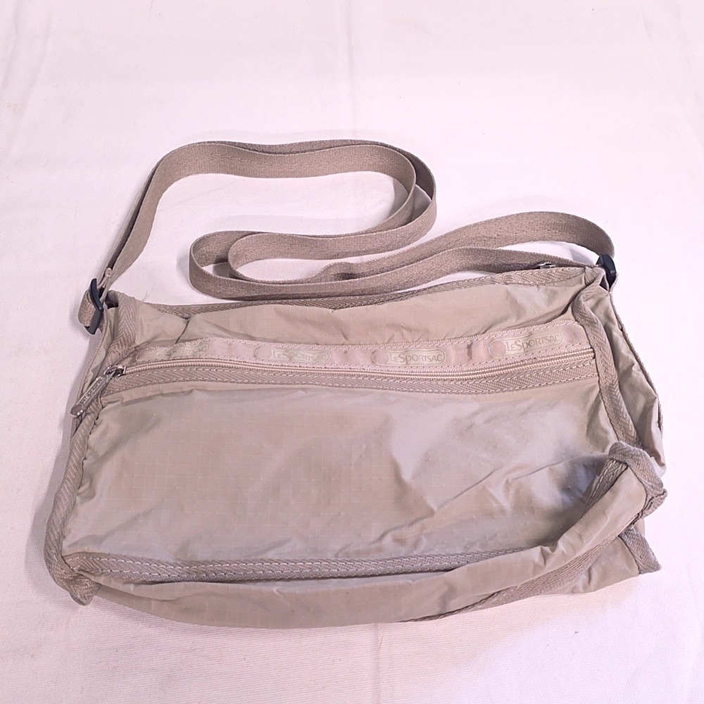 Vintage Y2K LeSportsac Crossbody Bag Tan Ripstop Nylon Carefully Made in USA
